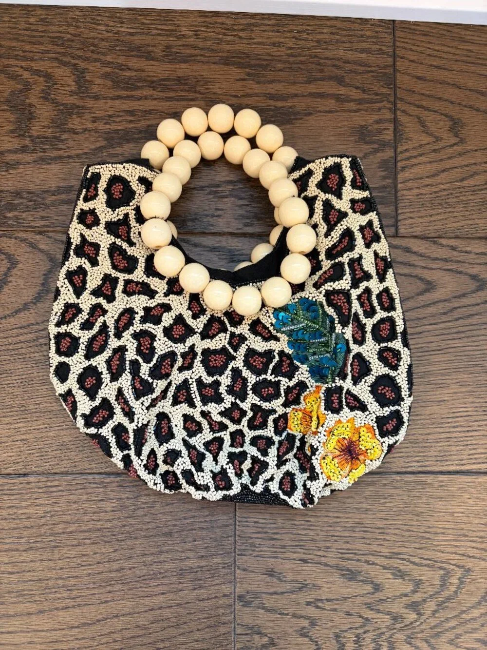 Wood Bead Top Handle Purse by Anthropologie - NWOT - SAMPLE BAG